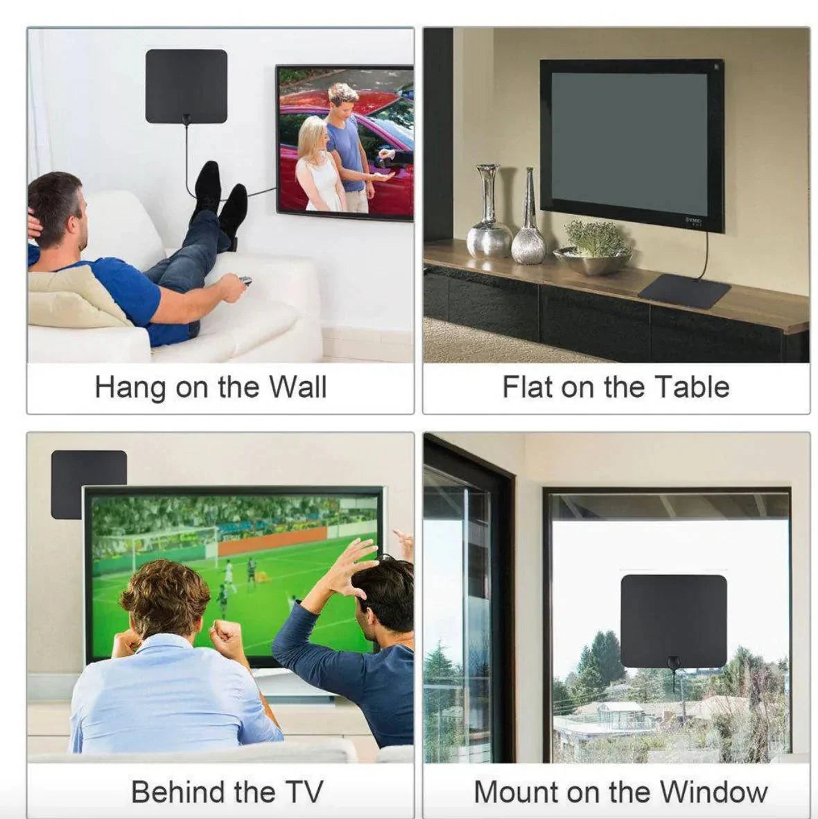 Indoor HDTV Antenna 300-Mile Range 37dB Signal Booster