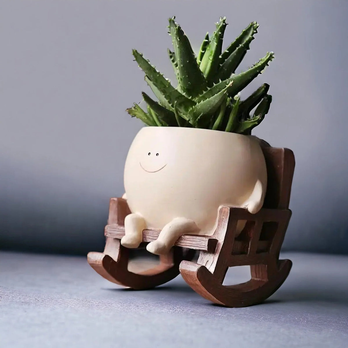 Indoor Plant Pot Smiling Face Durable Resin