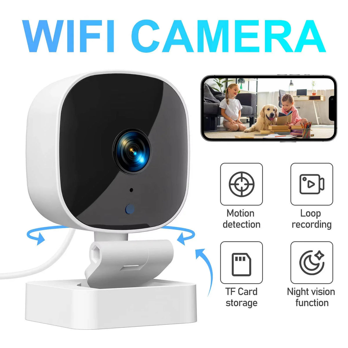 Indoor Security Camera WiFi Night Vision & Two-Way Audio
