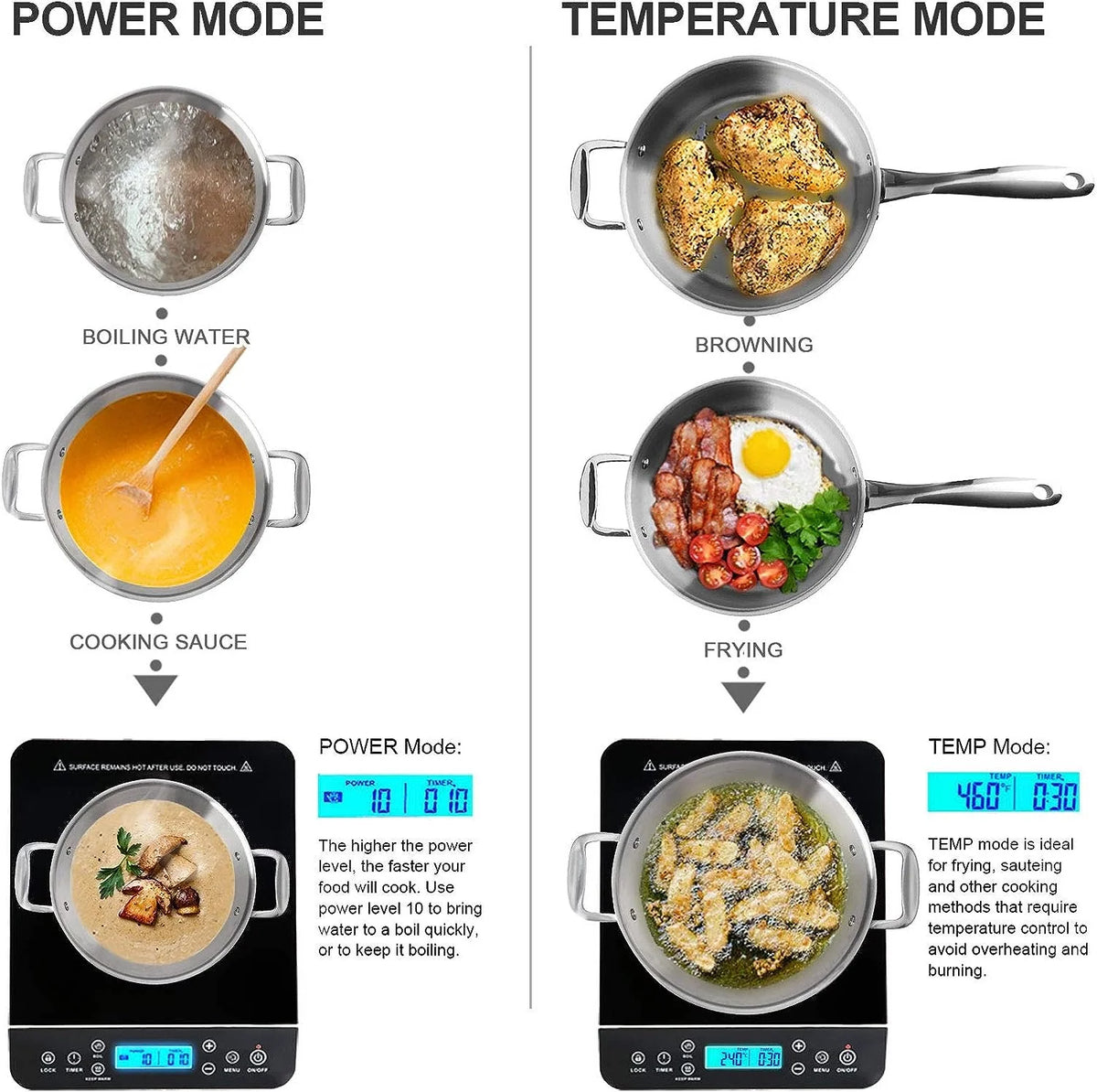 Induction Cooktop 1800W Touch LCD Auto-Pan Detection
