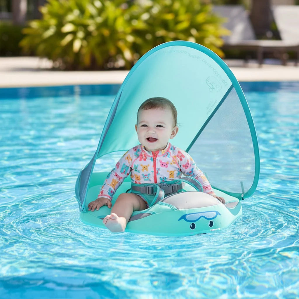 Infant Pool Float Seated Harness & Removable Sun Canopy