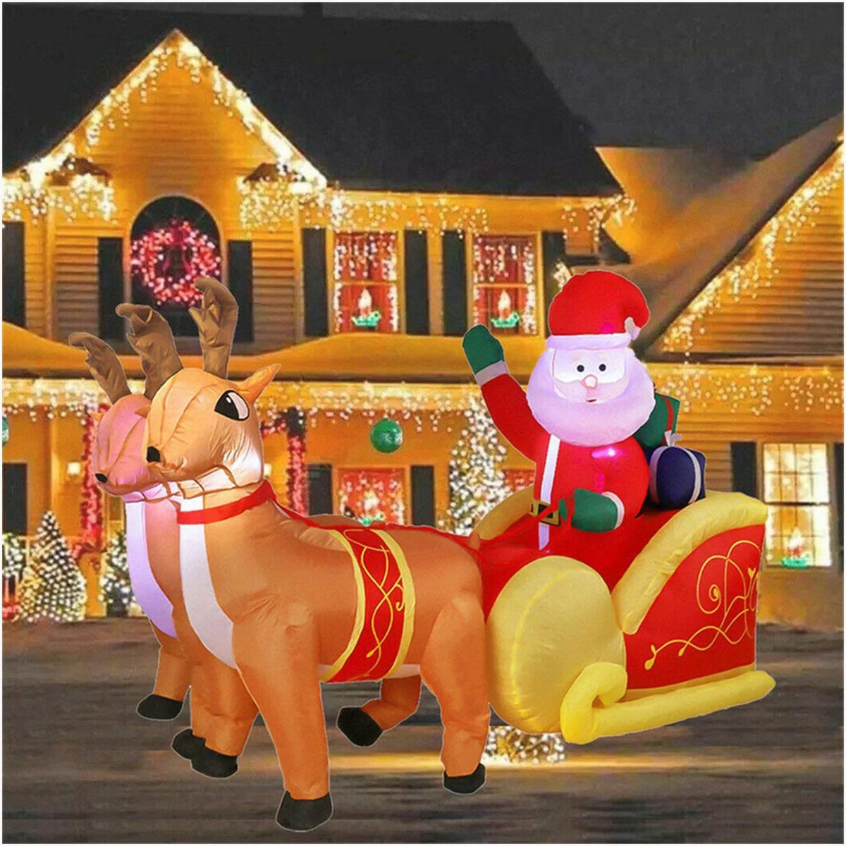 Inflatable Christmas Decoration Built-In Blower Colorful LED Weather-Resistant
