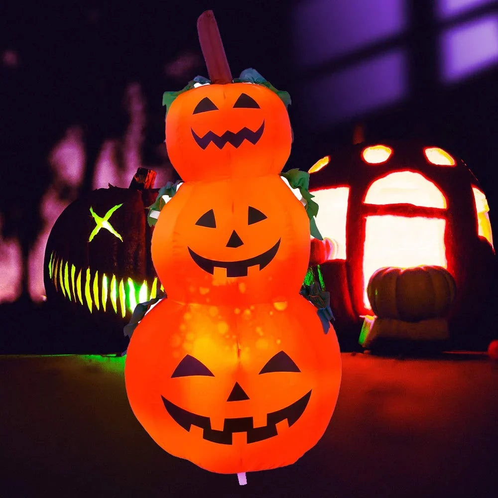 Inflatable Halloween Pumpkin Built-In Blower Weatherproof UV-Resistant
