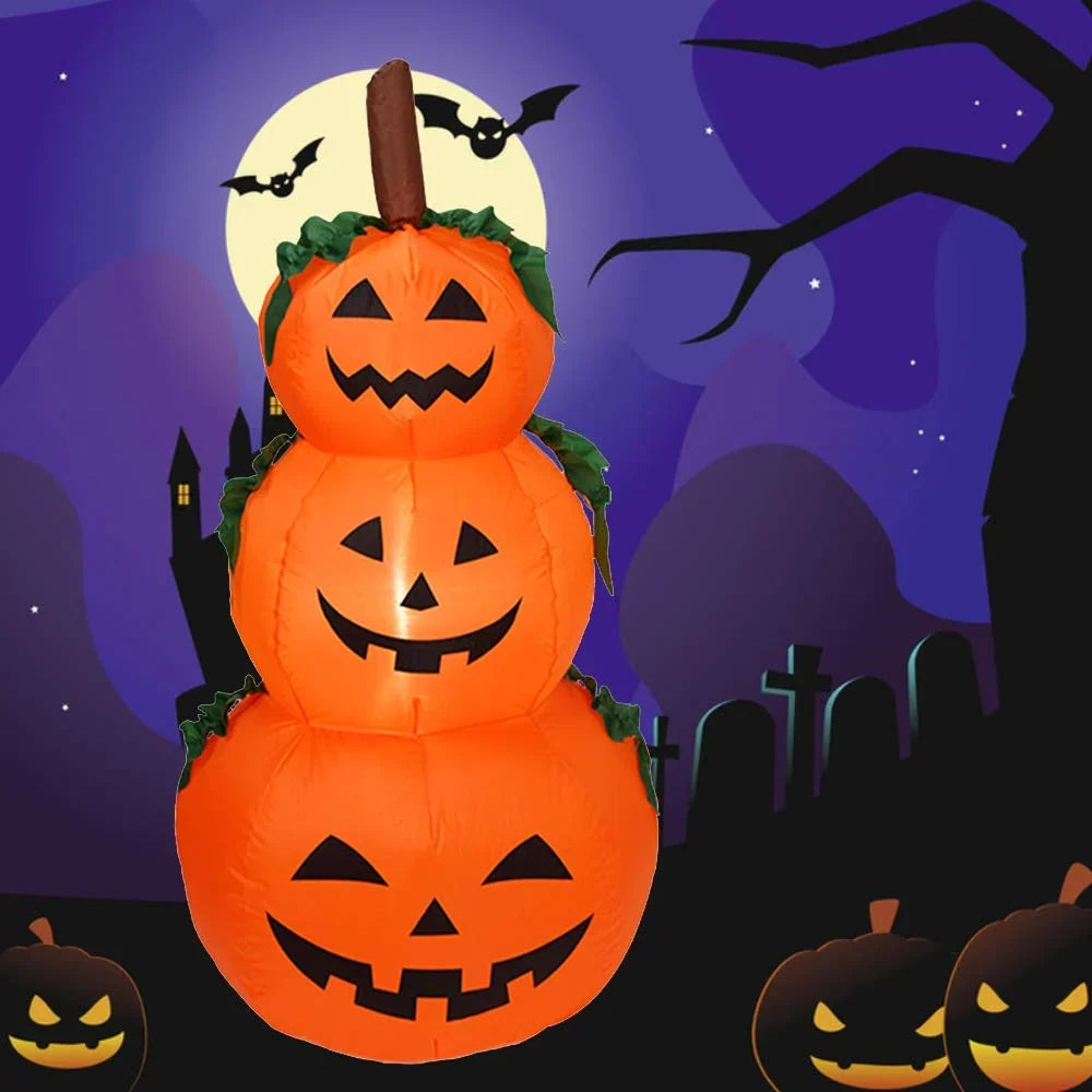 Inflatable Halloween Pumpkin Built-In Blower Weatherproof UV-Resistant