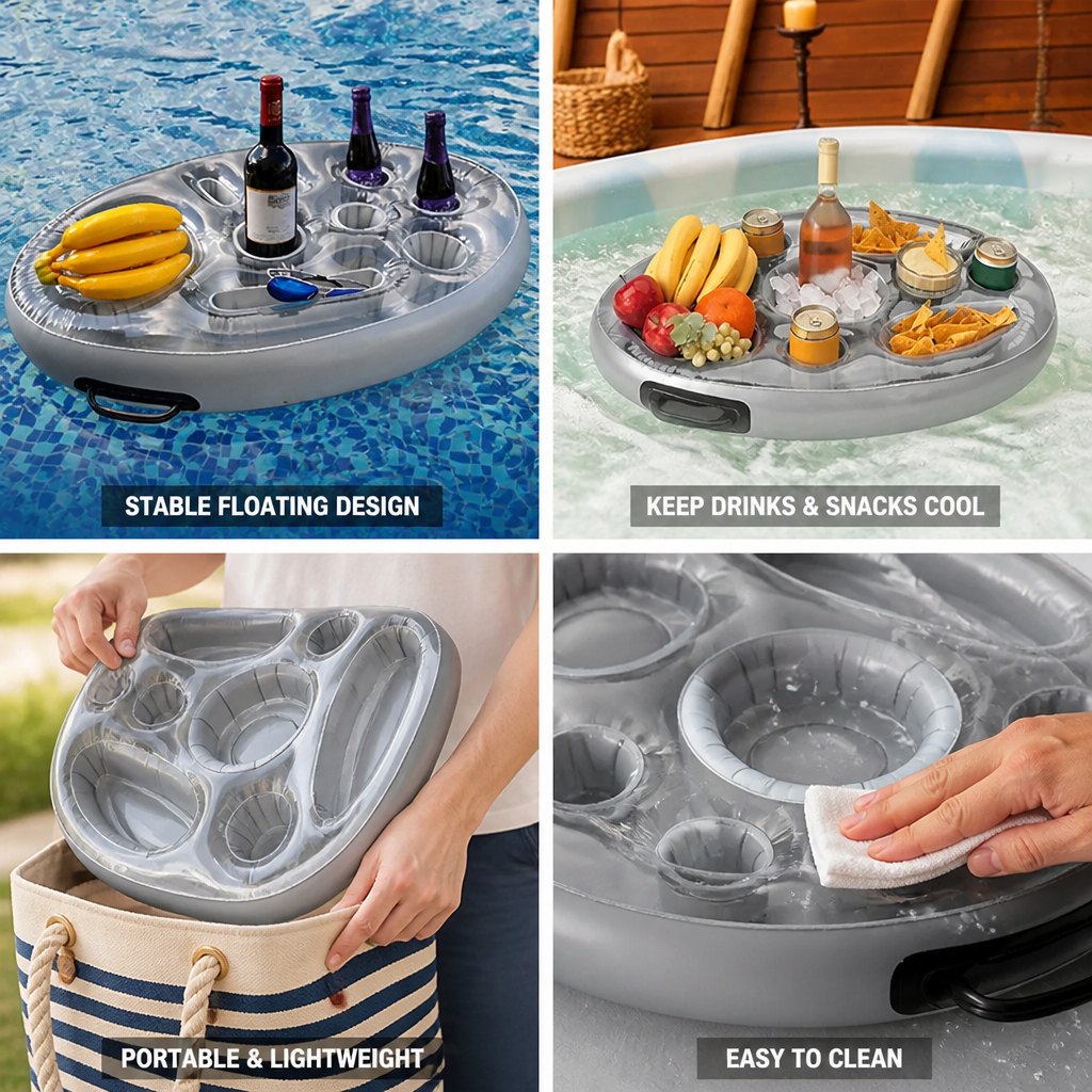 Inflatable PVC Floating Drink Tray (Ice Bar & Cup Holders)