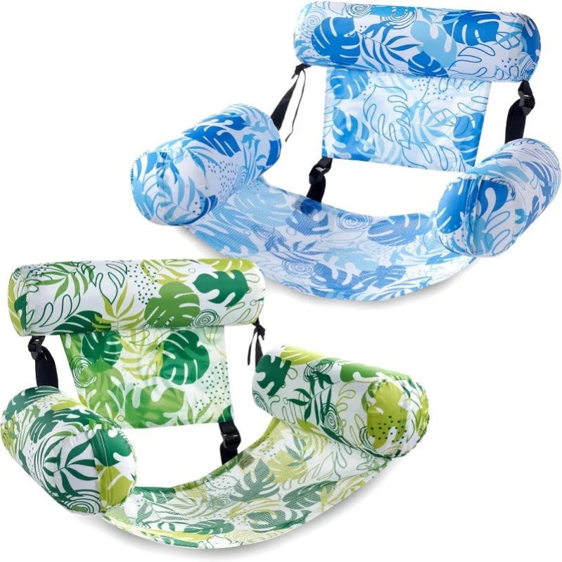 Inflatable Pool Lounger Three-Chamber Nylon Mesh Seat