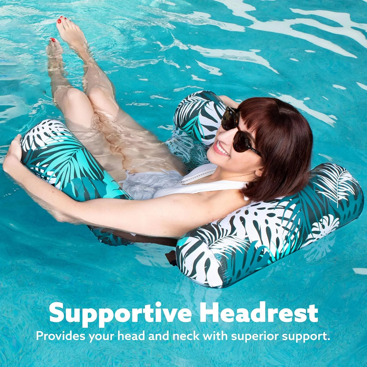 Inflatable Pool Lounger Three-Chamber Nylon Mesh Seat