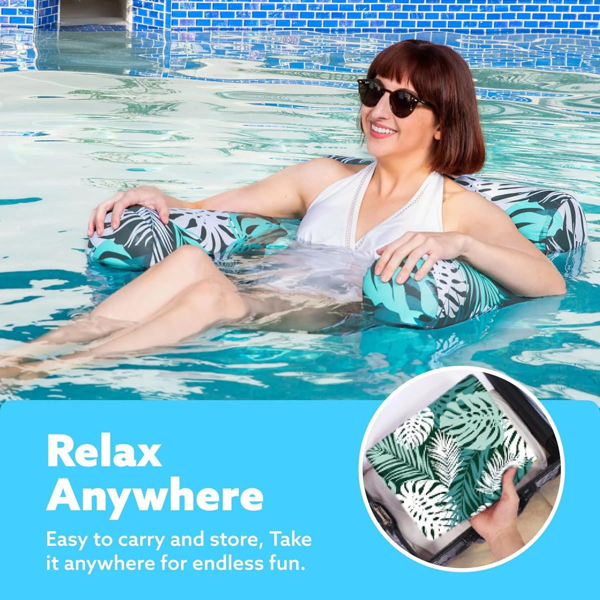 Inflatable Pool Lounger Three-Chamber Nylon Mesh Seat