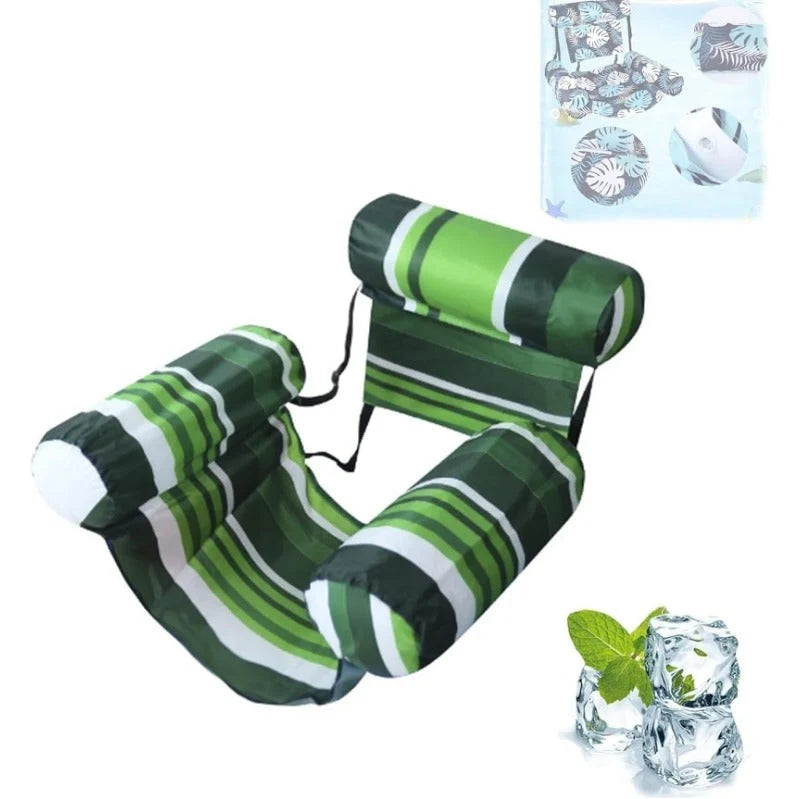 Inflatable Pool Lounger Three-Chamber Nylon Mesh Seat