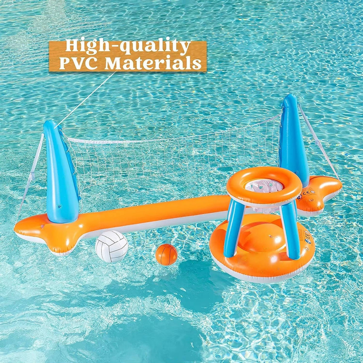 Inflatable Pool Net Dual-Game With Balls & Weight Bags