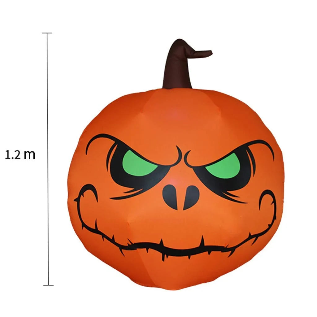 Inflatable Pumpkin Glowing Green Eyes Oversized Weather-Resistant