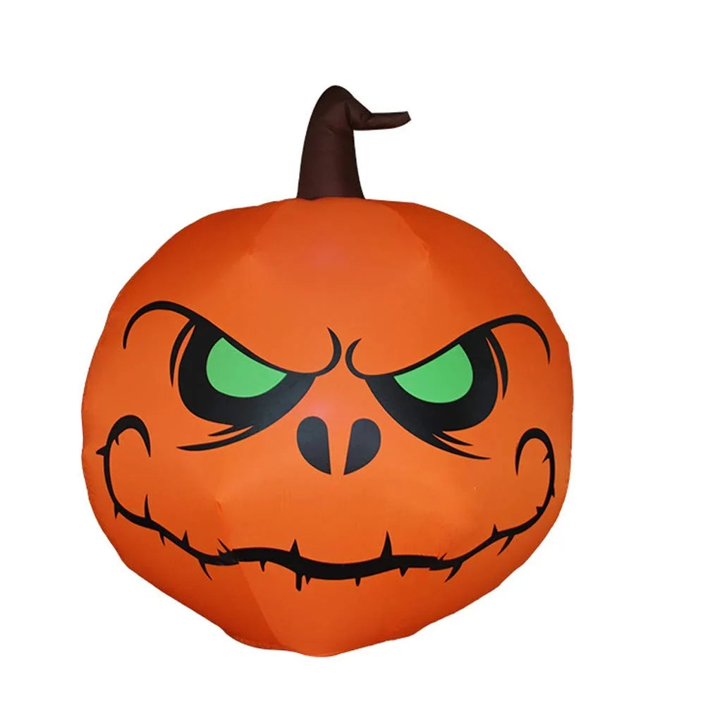 Inflatable Pumpkin Glowing Green Eyes Oversized Weather-Resistant