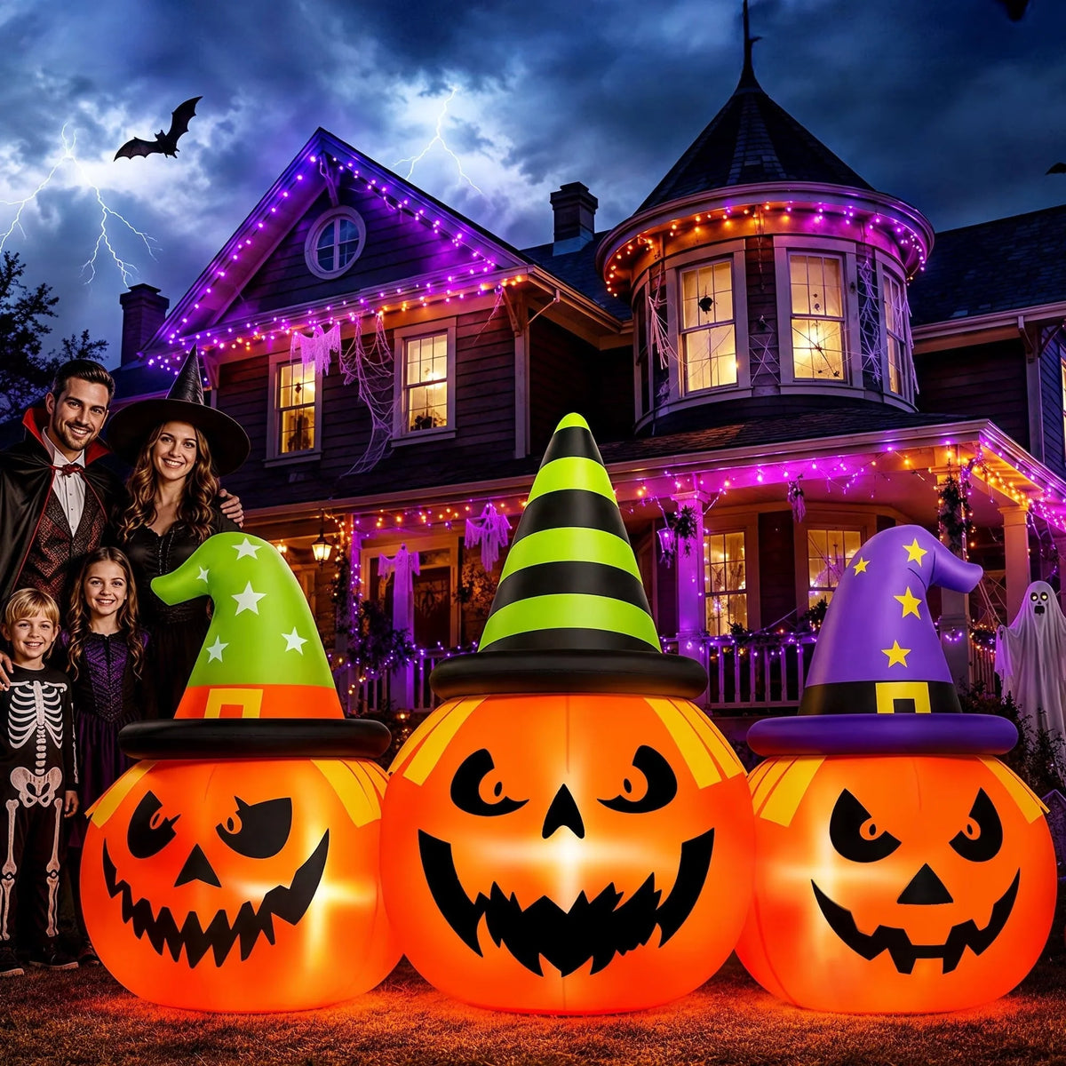 Inflatable Pumpkin Yard Decor Built-In Blower & LED Lights