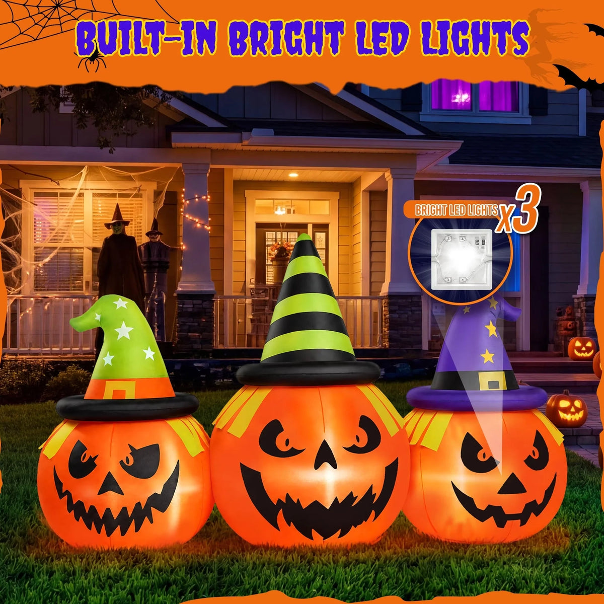 Inflatable Pumpkin Yard Decor Built-In Blower & LED Lights