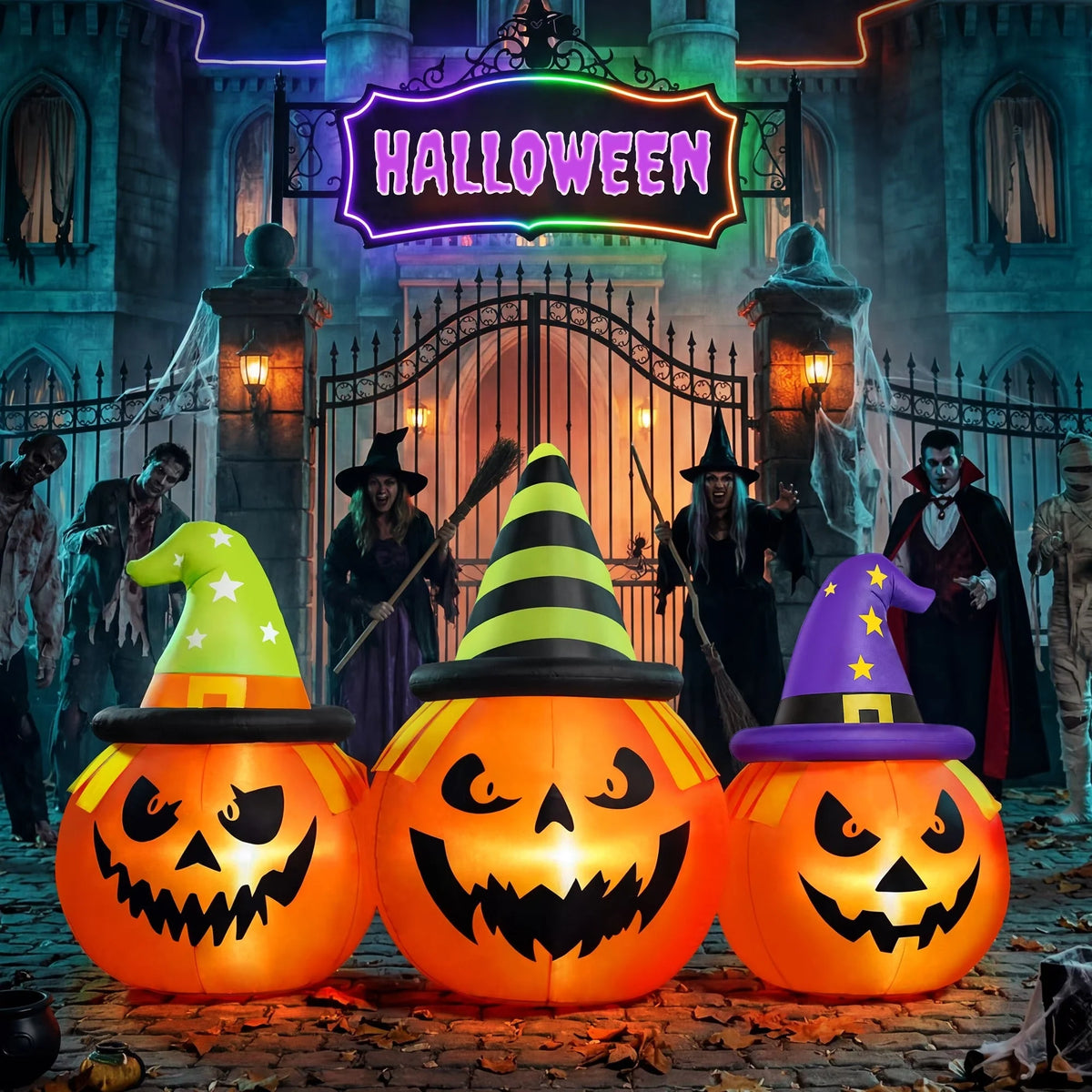 Inflatable Pumpkin Yard Decor Built-In Blower & LED Lights