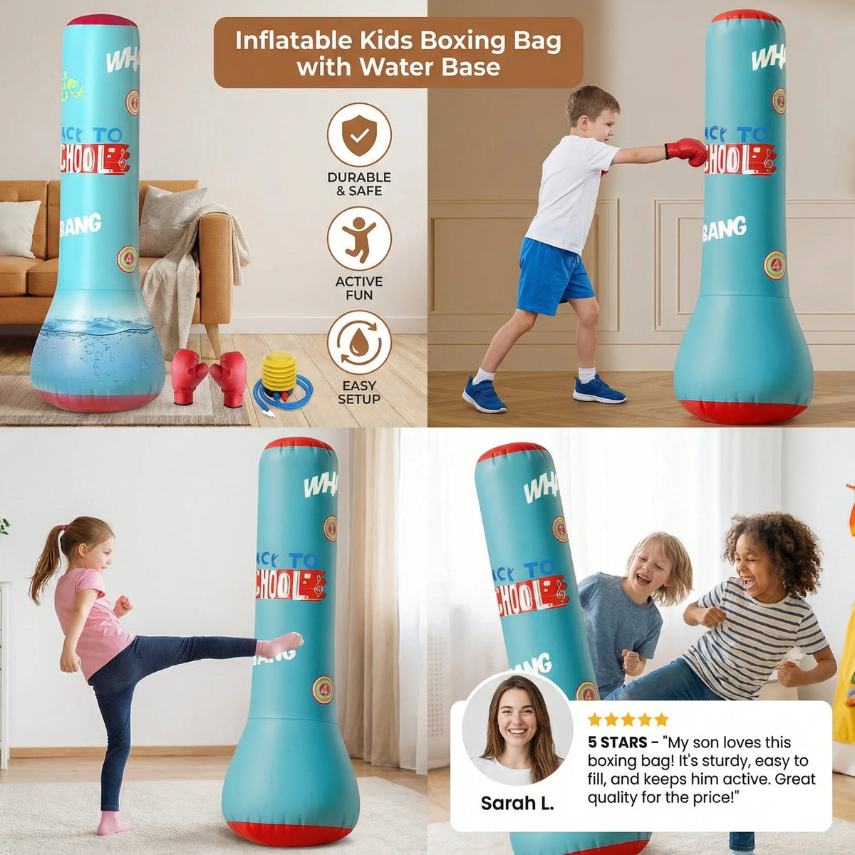 Inflatable Punching Bag Kids Stable Water-Filled Base
