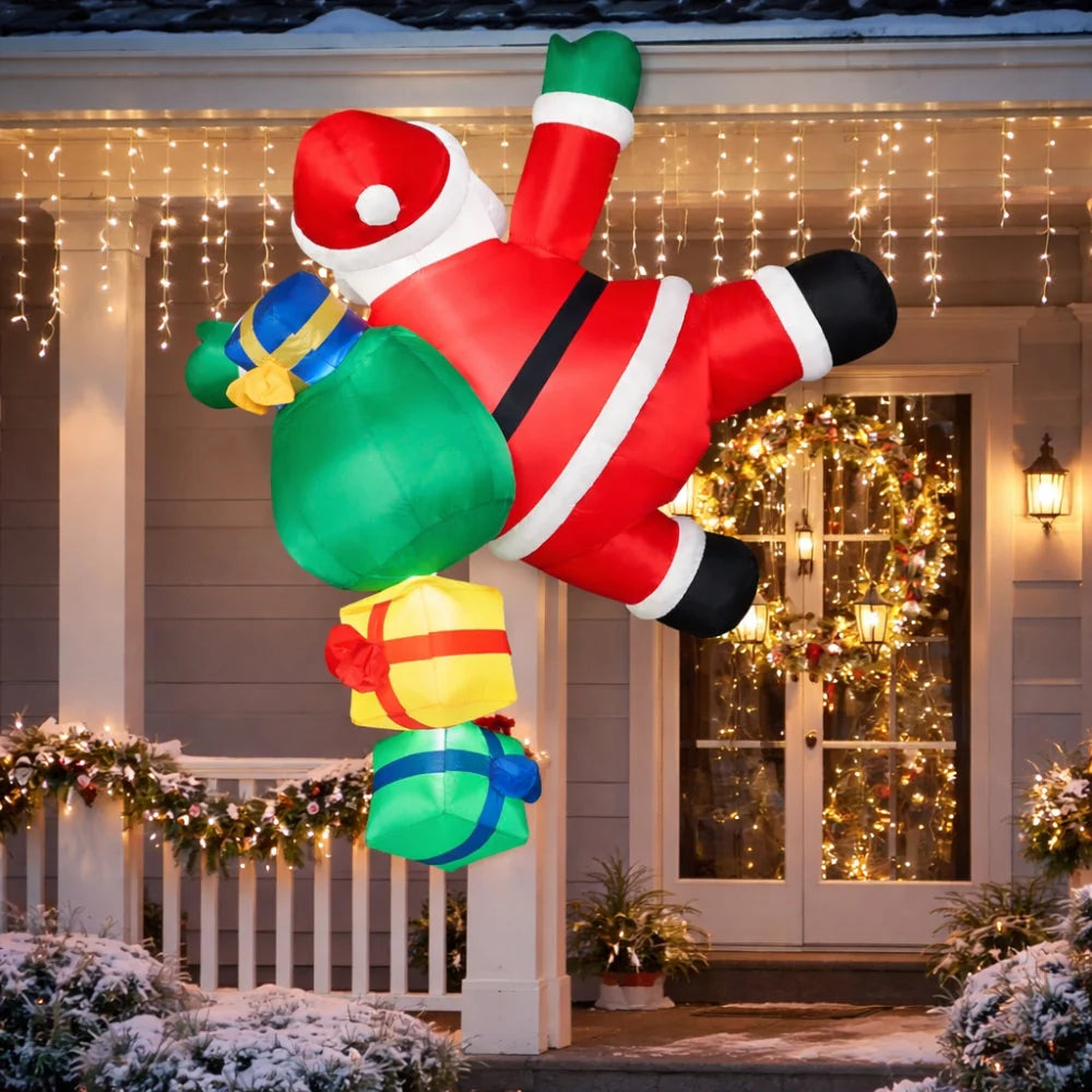 Inflatable Santa Internal LEDs & Quiet Blower Weather-Resistant Polyester