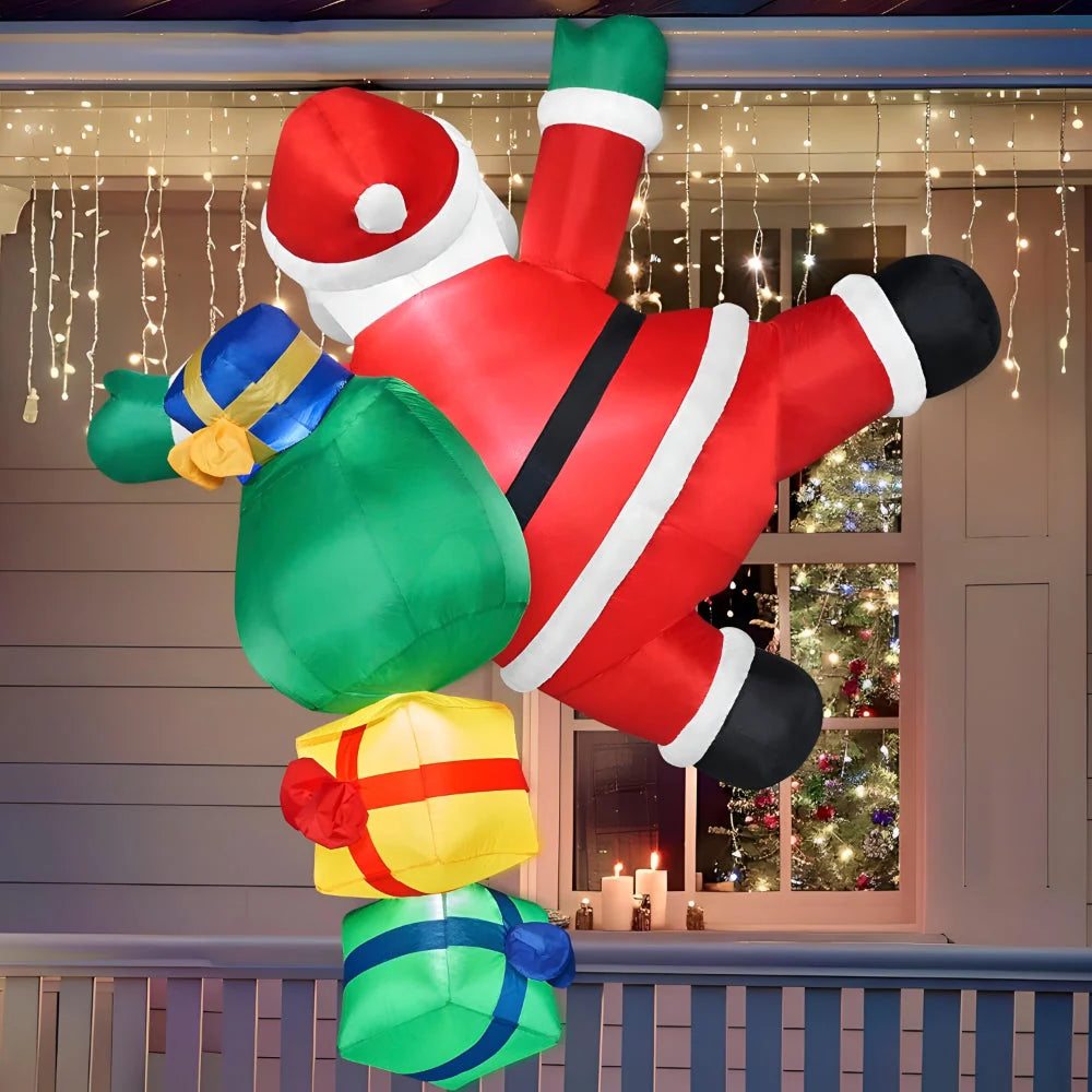 Inflatable Santa Internal LEDs & Quiet Blower Weather-Resistant Polyester