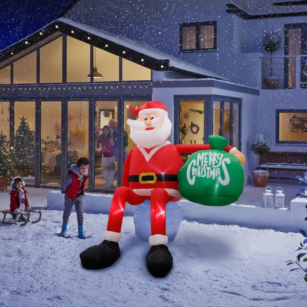 Inflatable Santa LED-Lit Weatherproof Polyester 7 Ft 10.5 In