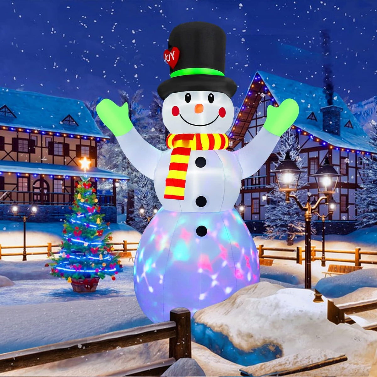 Inflatable Snowman LED-Lit Weather-Resistant 6 Ft 11.9 In