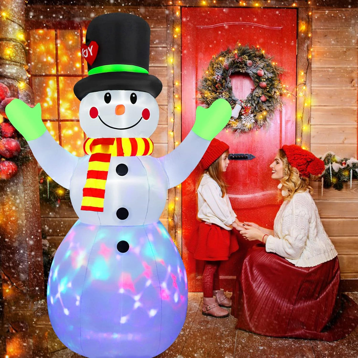 Inflatable Snowman LED-Lit Weather-Resistant 6 Ft 11.9 In