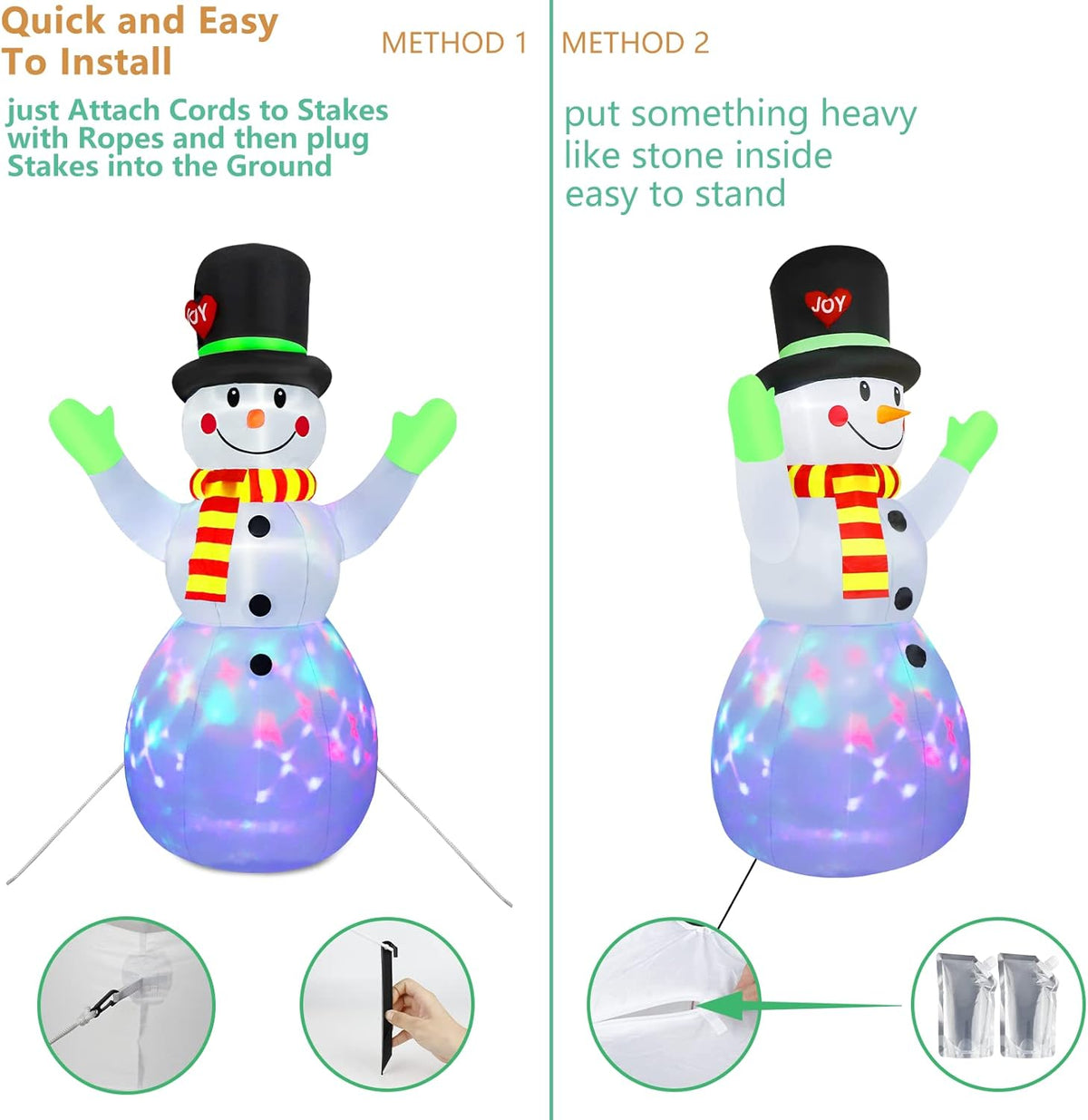 Inflatable Snowman LED-Lit Weather-Resistant 6 Ft 11.9 In