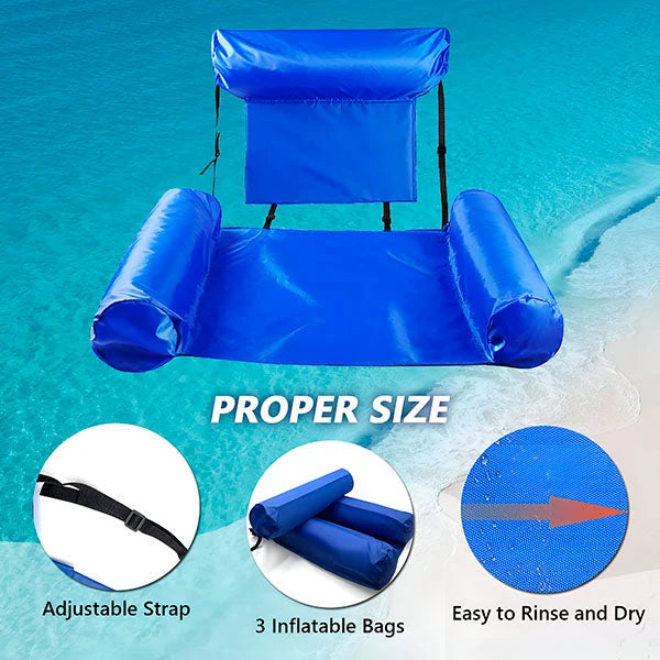 Inflatable Swimming Chair Ergonomic Backrest & Armrests Quick Inflate