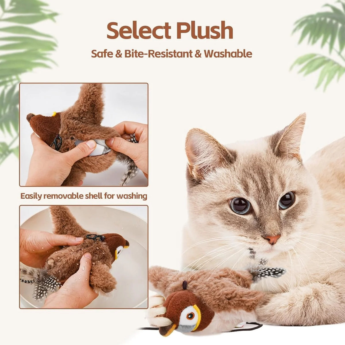 Interactive Cat Toy Motion-Activated Chirping & Flapping USB Rechargeable
