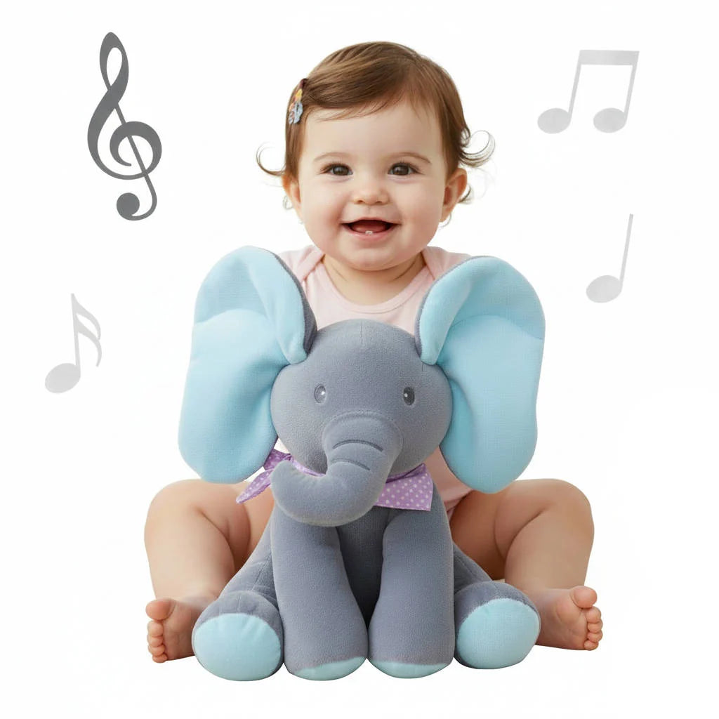Interactive Plush Elephant Toy Peekaboo Ears & Singing Songs