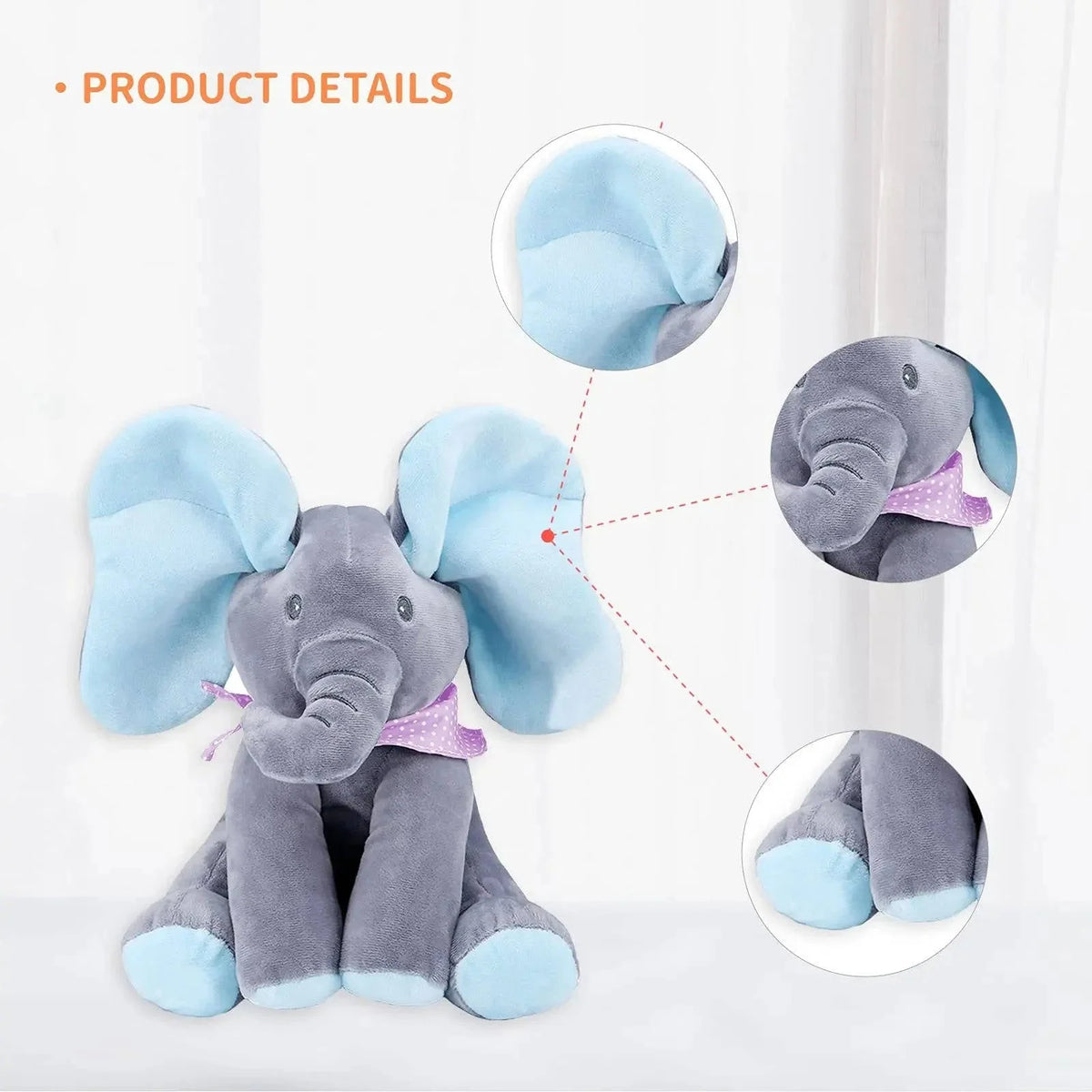 Interactive Plush Elephant Toy Peekaboo Ears & Singing Songs