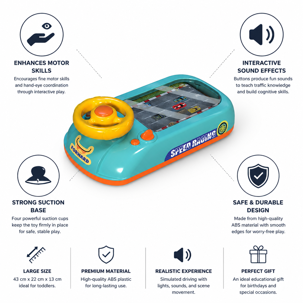Interactive Sound Toddler Steering Wheel (Suction Base)