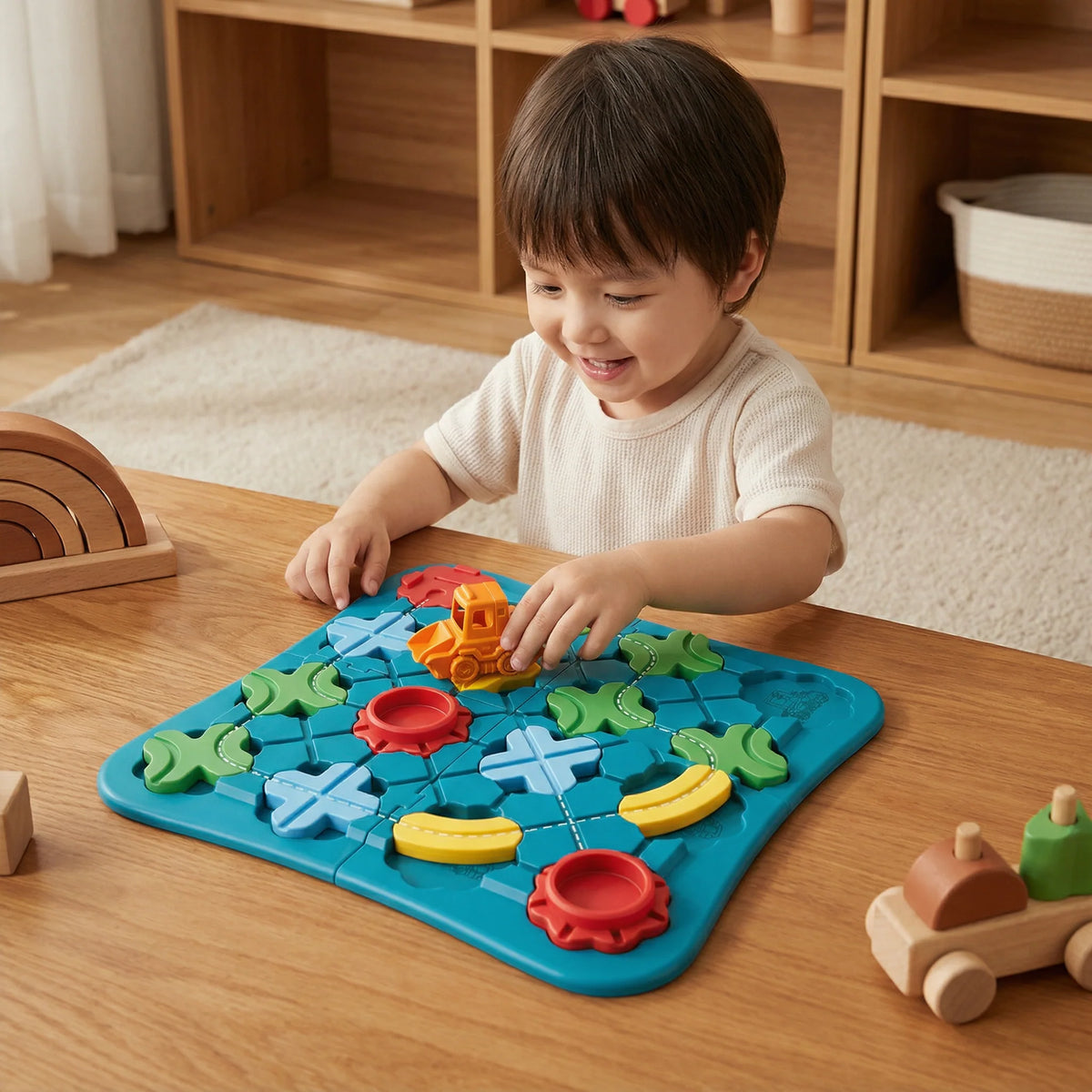 Interlocking Block Puzzle Street Layout Movable Car