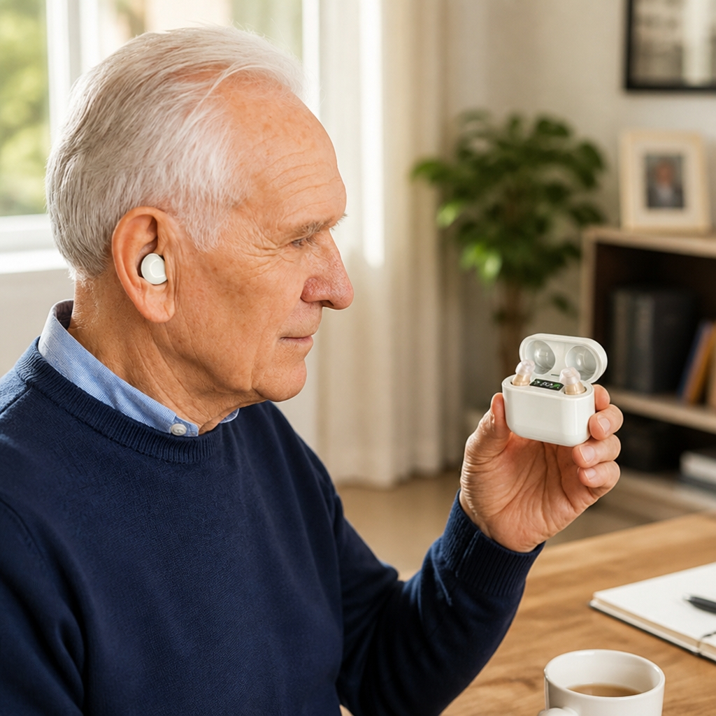 Invisible Rechargeable In-Ear Hearing Aid (Charging Case Included)