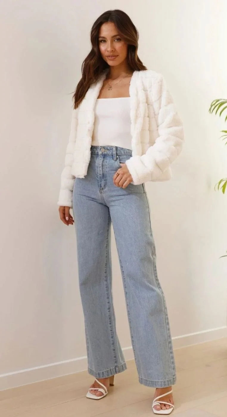 Jacket Faux Fur Cropped Open-Front