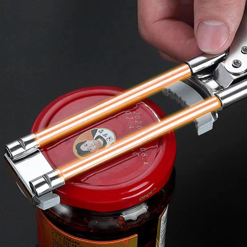 Jar Opener Adjustable Stainless Steel Rubber Grip For Lids 1–4 Inches