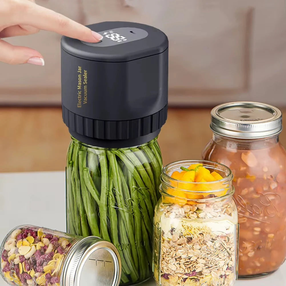 Jar Vacuum Sealer Cordless Rechargeable Automatic One-Press Wide & Standard Caps