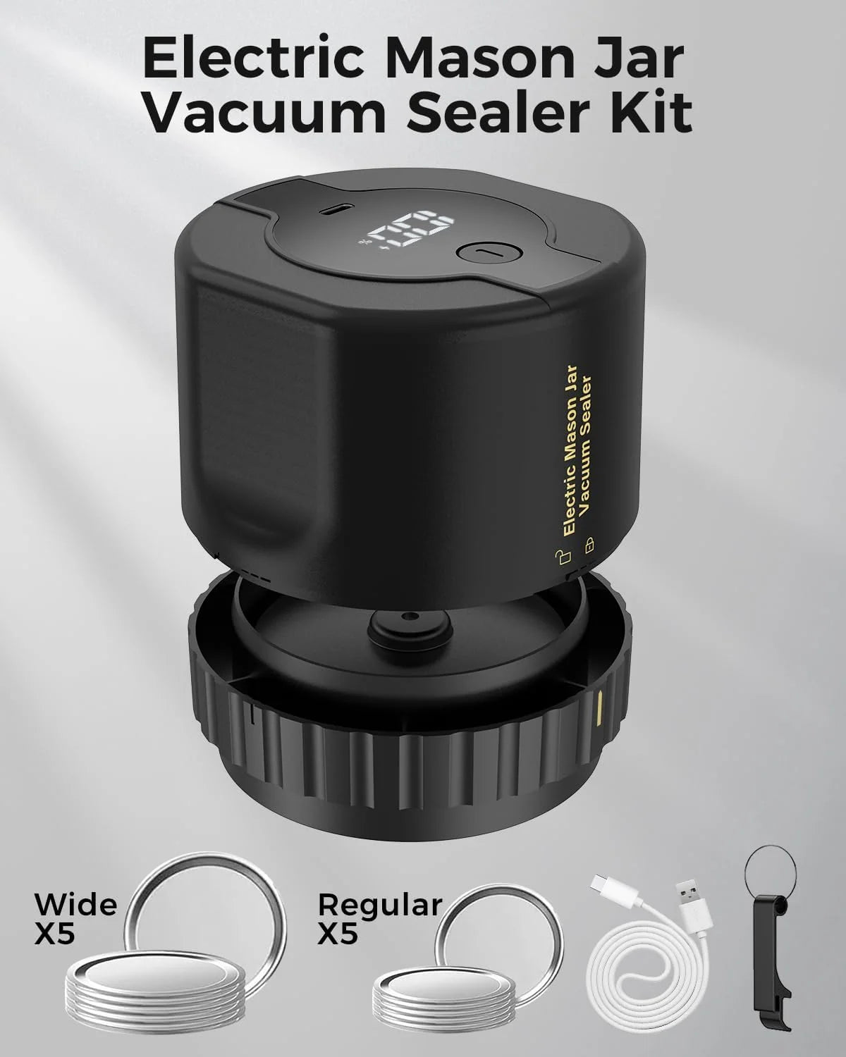 Jar Vacuum Sealer Cordless Rechargeable One-Touch