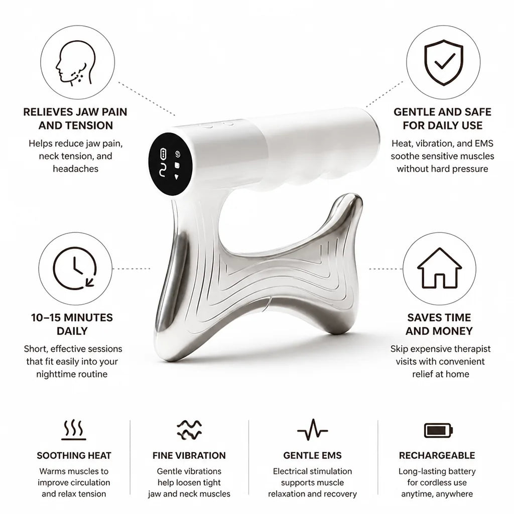 Jaw & Neck Massager Heat Vibration & EMS