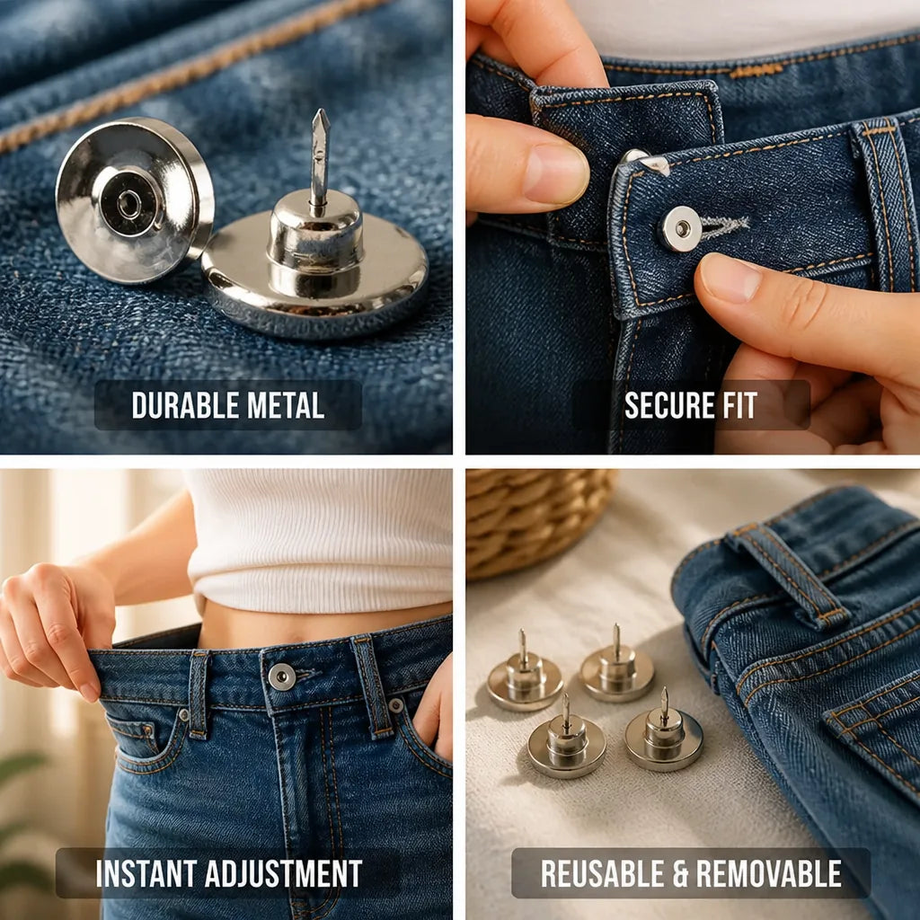 Jeans Waist Button Zinc Alloy Nail Free 10 Pack