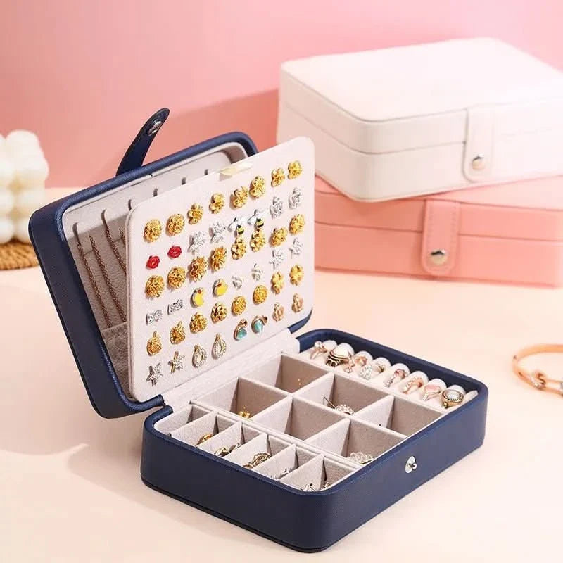 Jewelry Box Leather Magnetic Closure Ring & Earring Organizer