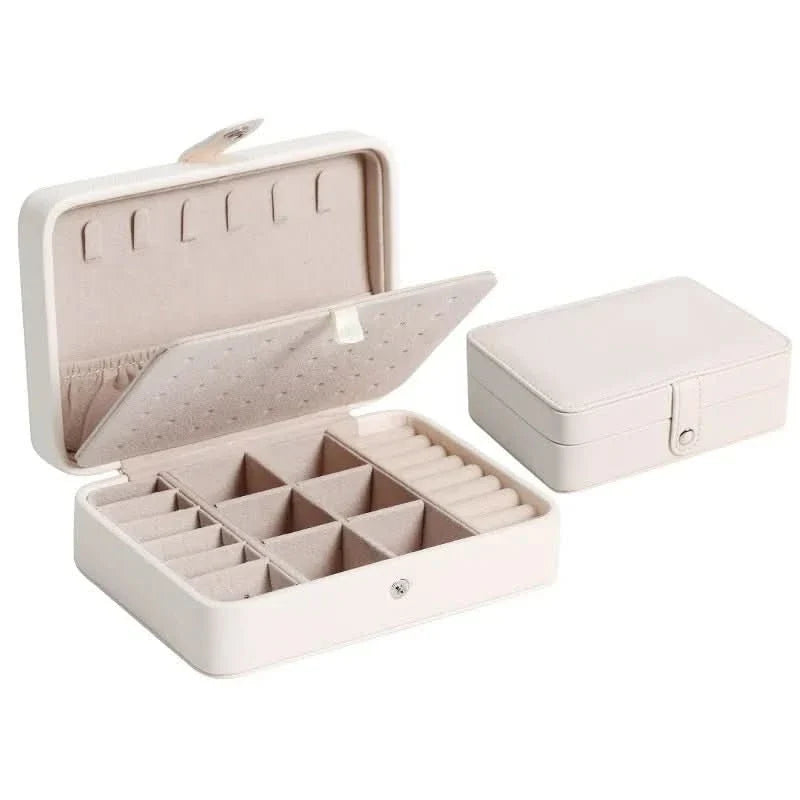 Jewelry Box Leather Magnetic Closure Ring & Earring Organizer