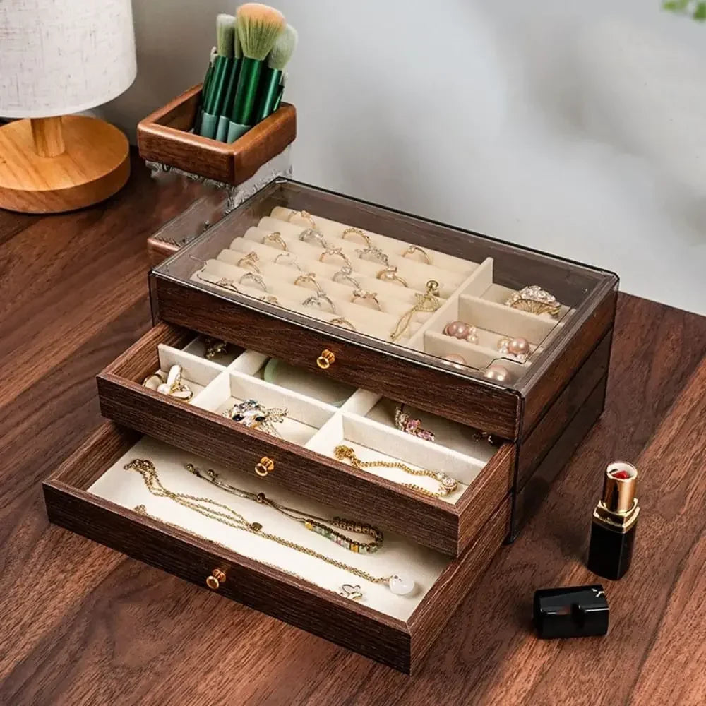 Jewelry Box Lined Drawers & Separate Compartments