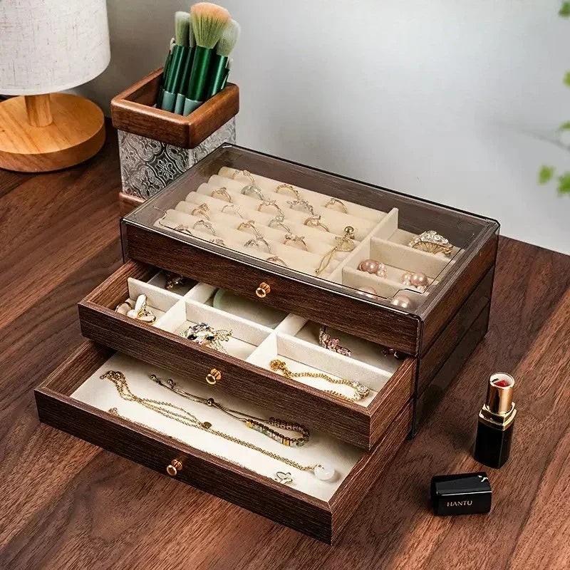 Jewelry Box Lined Drawers & Separate Compartments