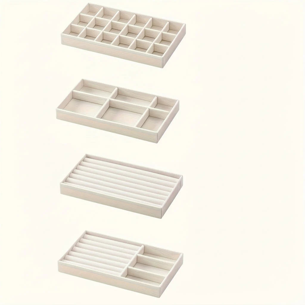 Jewelry Drawer Organizer Lined Compartments Tangle-Free Protection
