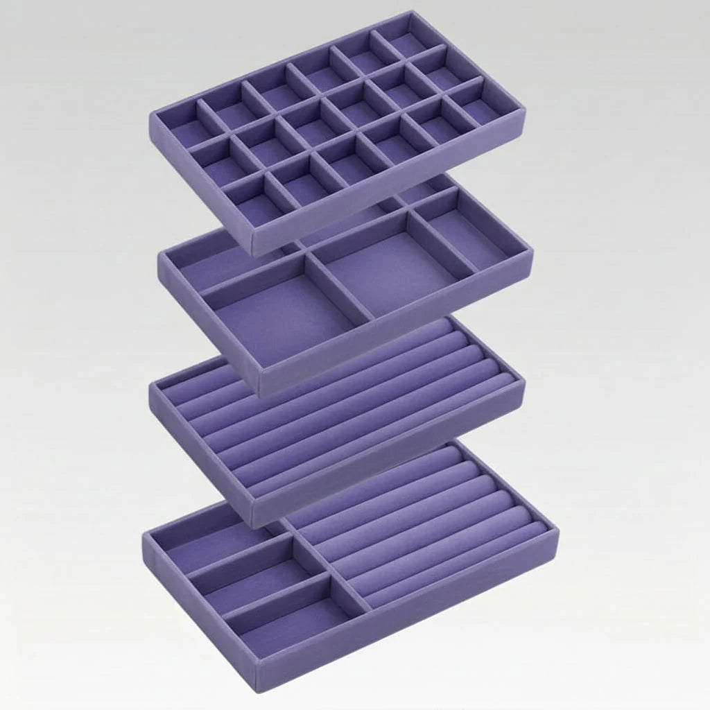 Jewelry Drawer Organizer Lined Compartments Tangle-Free Protection