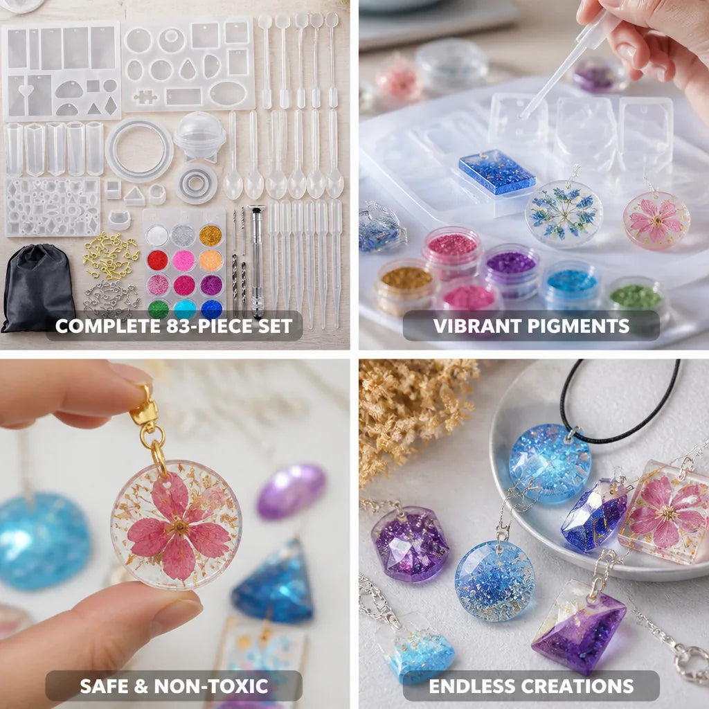 Jewelry Mold Kit Non-Toxic Silicone Pearl Pigments 83-Piece
