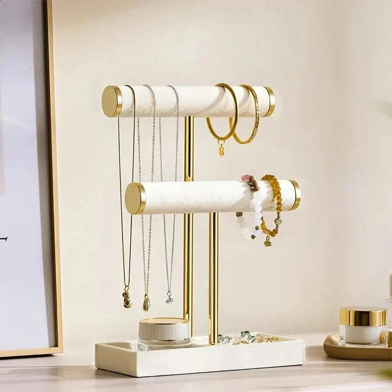 Jewelry Stand Metal Two-Tier Compact Organizer