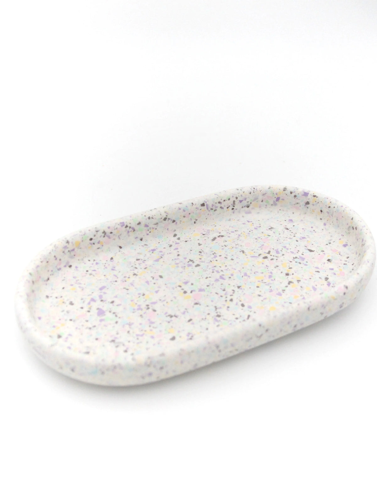 Jewelry Tray Oval Pastel Terrazzo Finish Small Item Storage