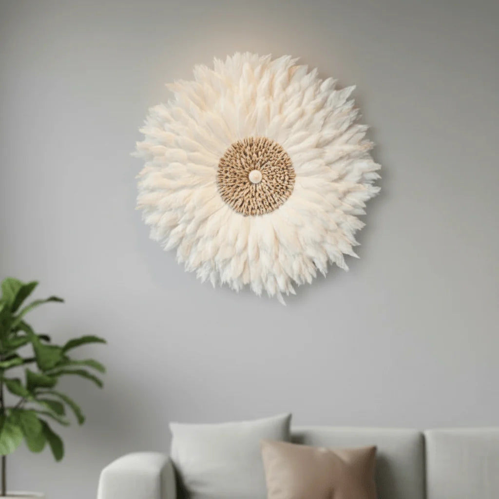 Juju Hat Wall Decor Handcrafted Natural Feathers & Shells