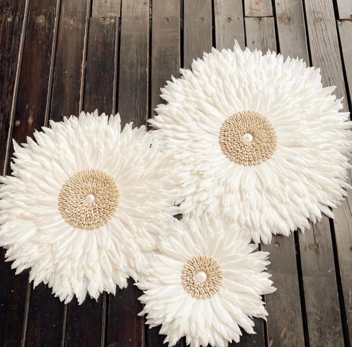 Juju Hat Wall Decor Handcrafted Natural Feathers & Shells